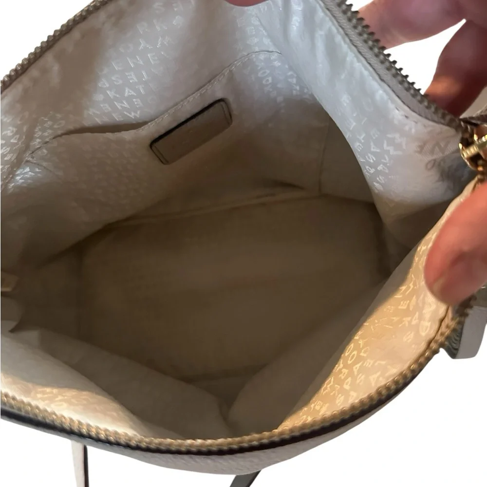 Kate Spade New York Hobo Bag Beige Pebbled Leather Crossbody